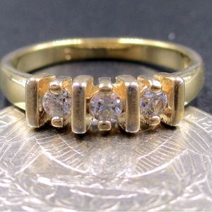 Gold Tone Cubic Zirconia Diamond Ring
